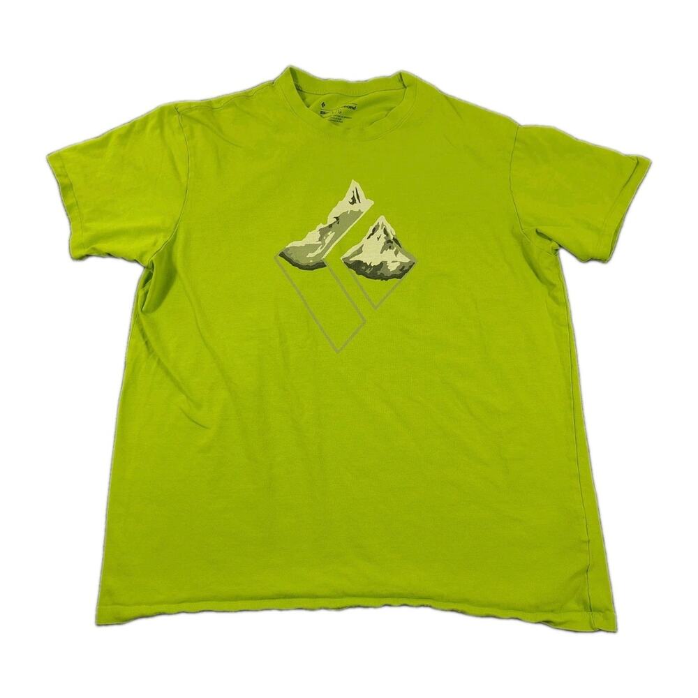 Black Diamond T Shirt Men's L Green Mountain Graphic Tee Organic Cotton Stretch
